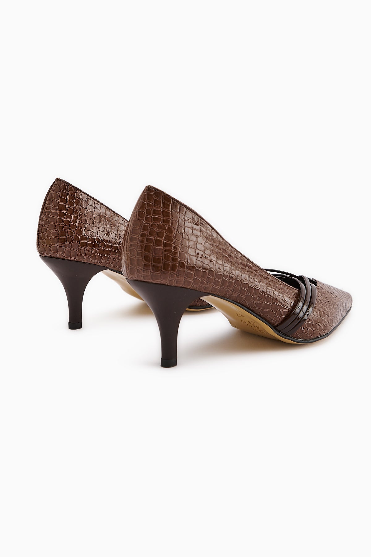 Riyam Women's Coffee Crocodile Pattern Stiletto Shoe