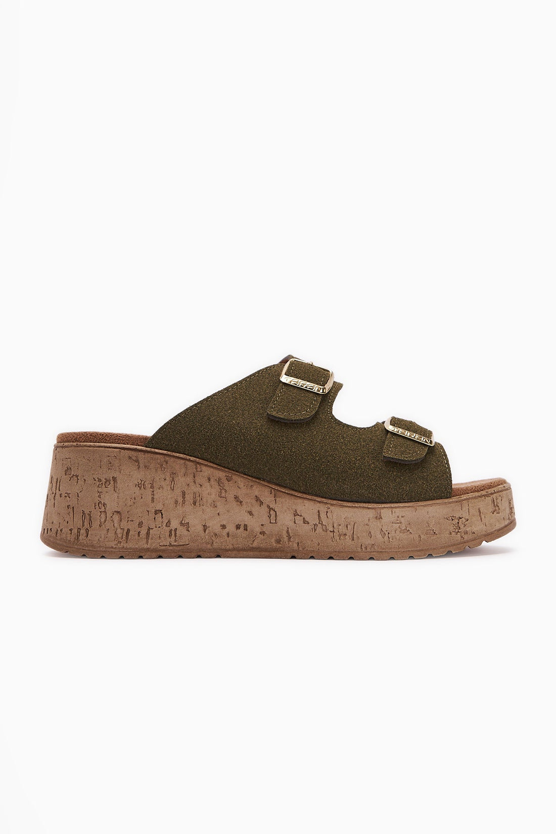 Samina Olive Double-Strap Chunky Heel Women's Slippers