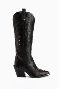 Elnora Black Embroidered Western Women’s Boots