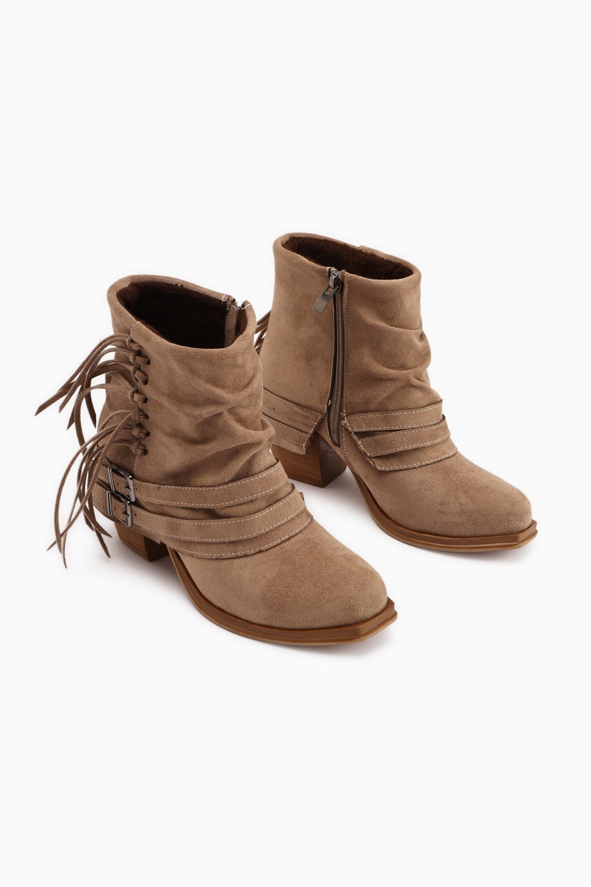 Elis Mink Suede Buckled Women's Cowboy Western Boots