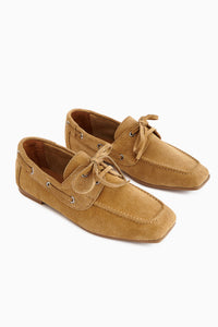 Arian Genuine Leather Sea Foam Suede Lace-Up Moccasin Daily Loafer