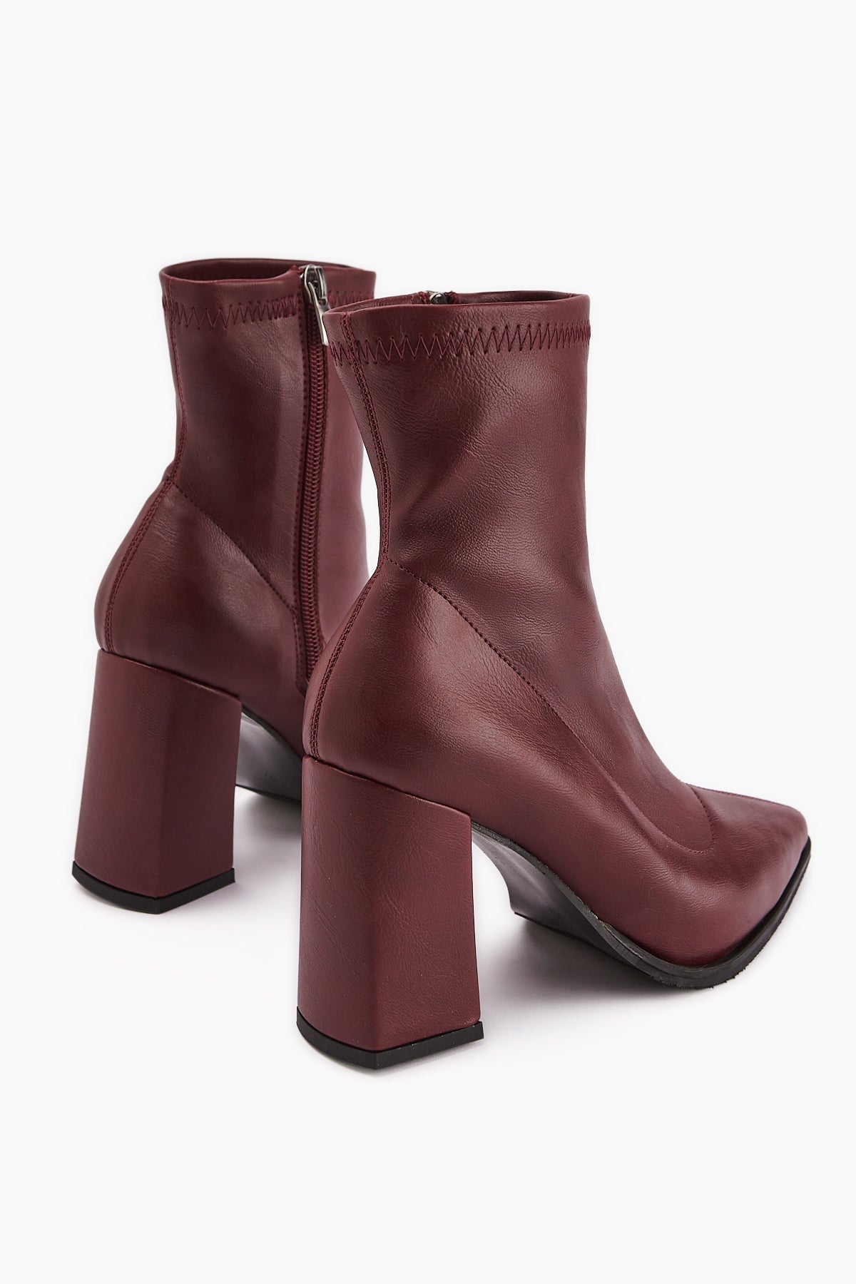Susy Burgundy Thick Heeled Stretch Women's Boot