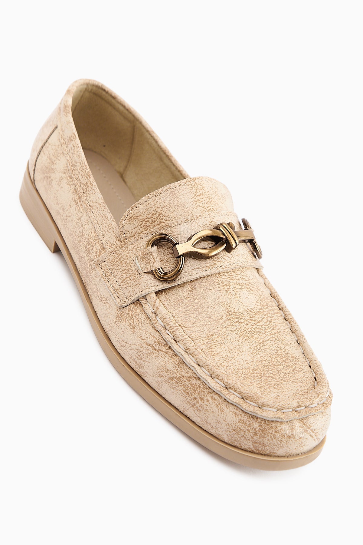 Kali Nude Chain Detailed Women's Loafers