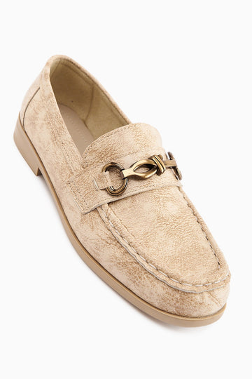 Kali Nude Chain Detailed Women's Loafers