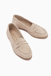 Echtes Leder Solina Beige Wildleder Bequeme Alltag Loafer