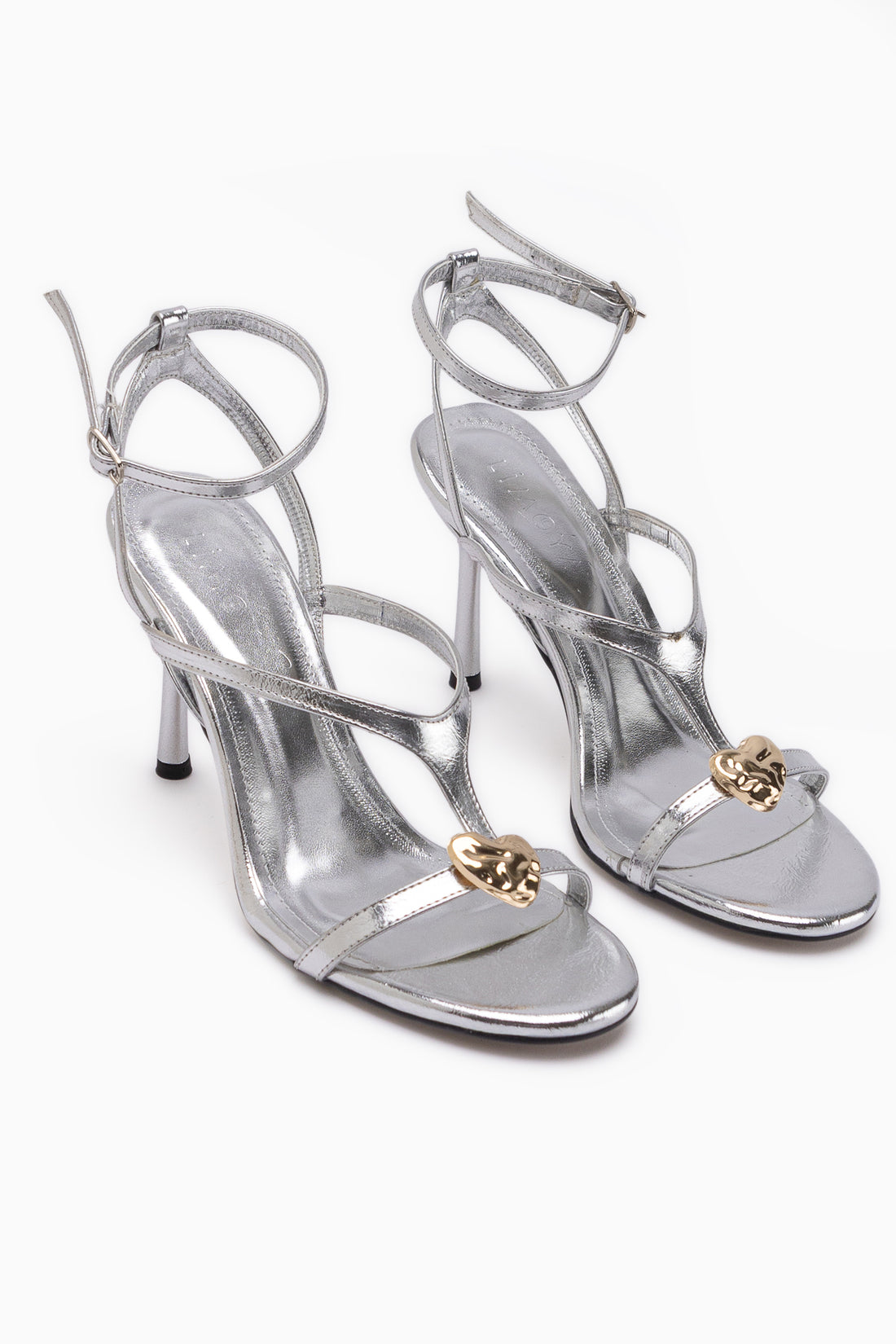 Sweta Silber Knöchelriemen Schnalle Damen Absatzschuhe