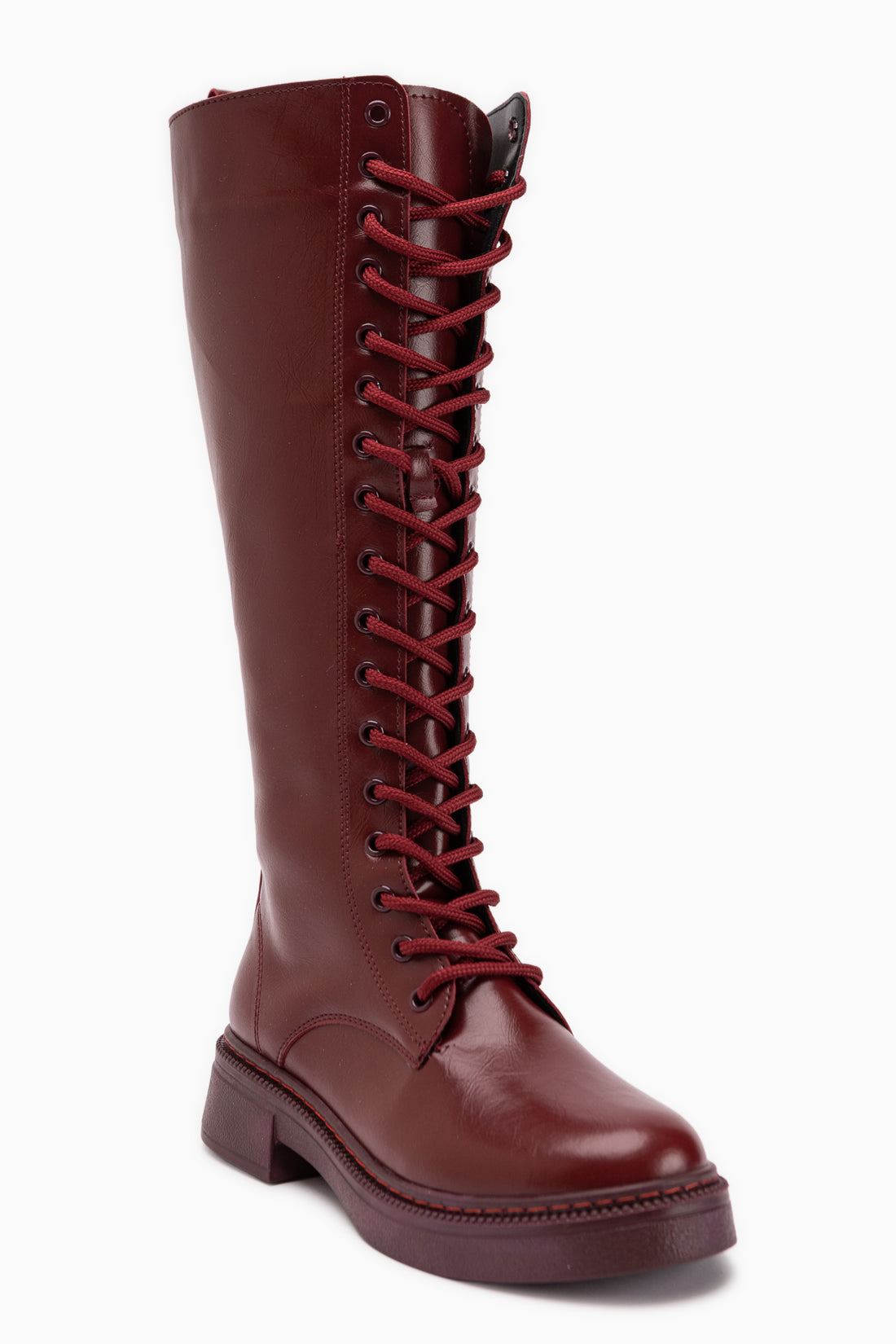 Roya Bordeaux Leder Schnürstiefel Damen