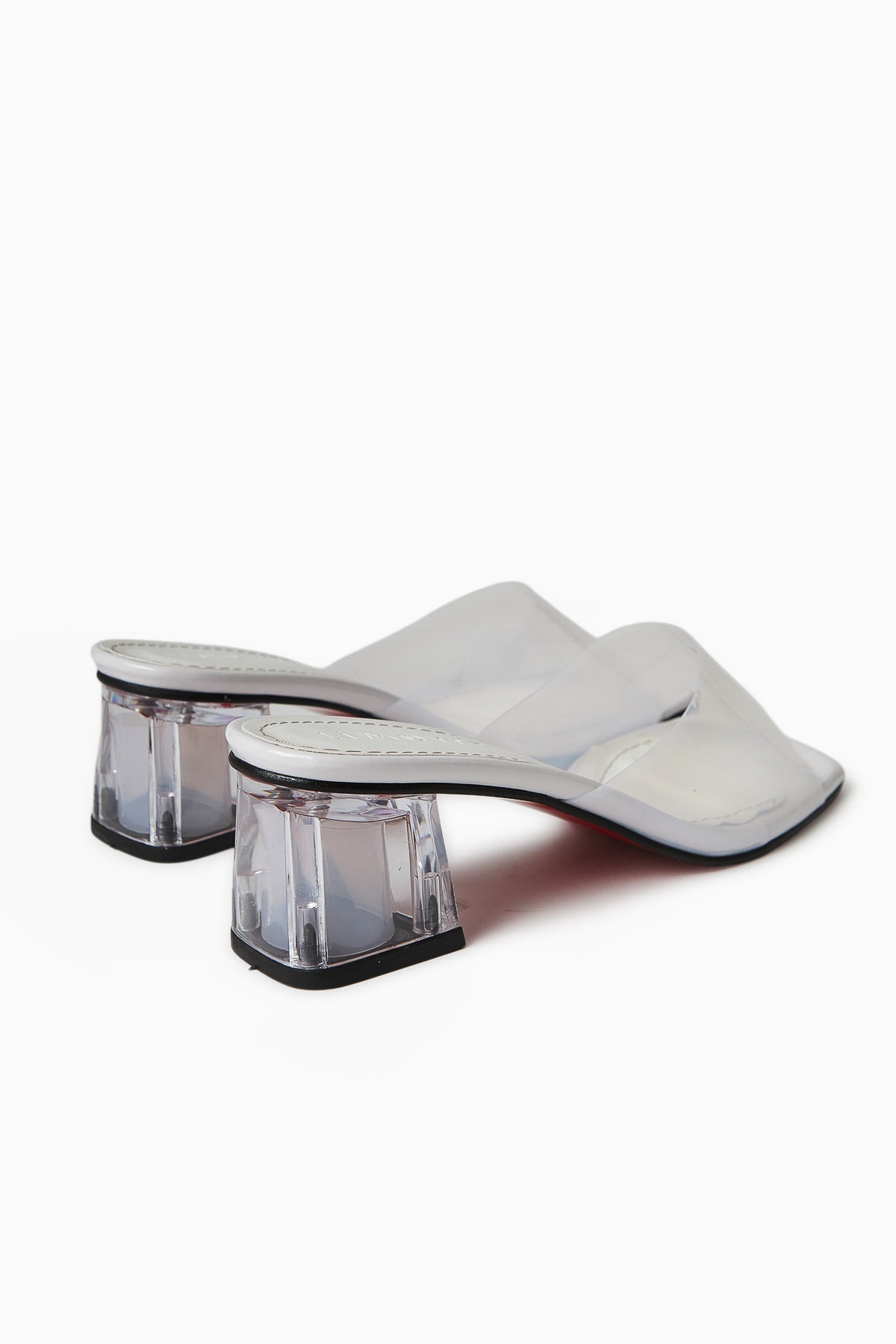 Persa Weiß Transparenter Riemen Klare Absatz Damen Slipper