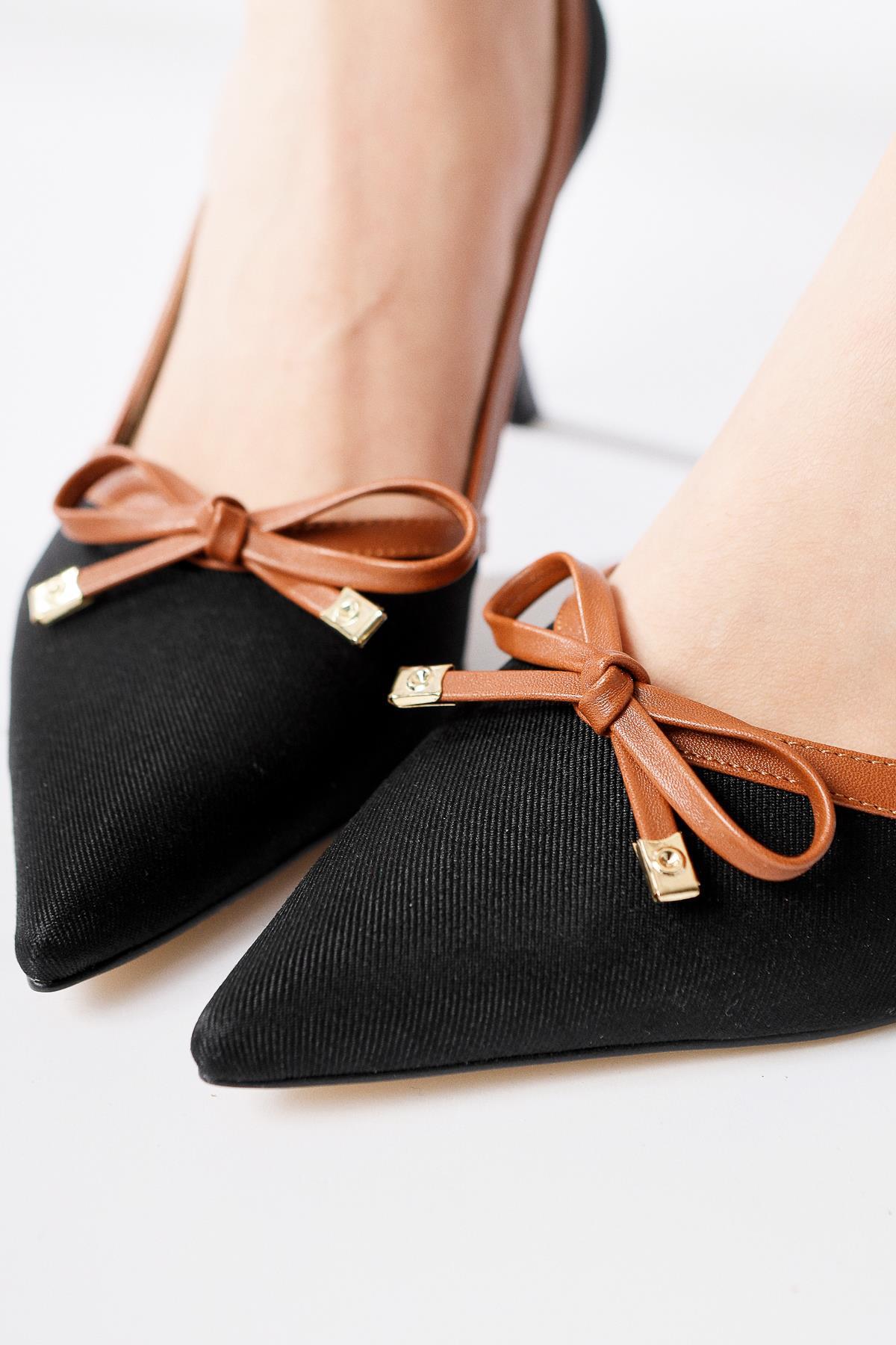 Loviisa Black-Coffee Bow Detailed High Heel Shoes