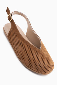 Genuine Leather Tan Suede Women’s Slingback Ballet Flats