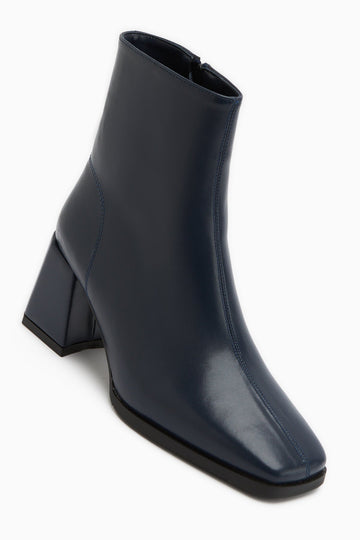 Margot – Navy Square-Toe Heeled Boot (Women)