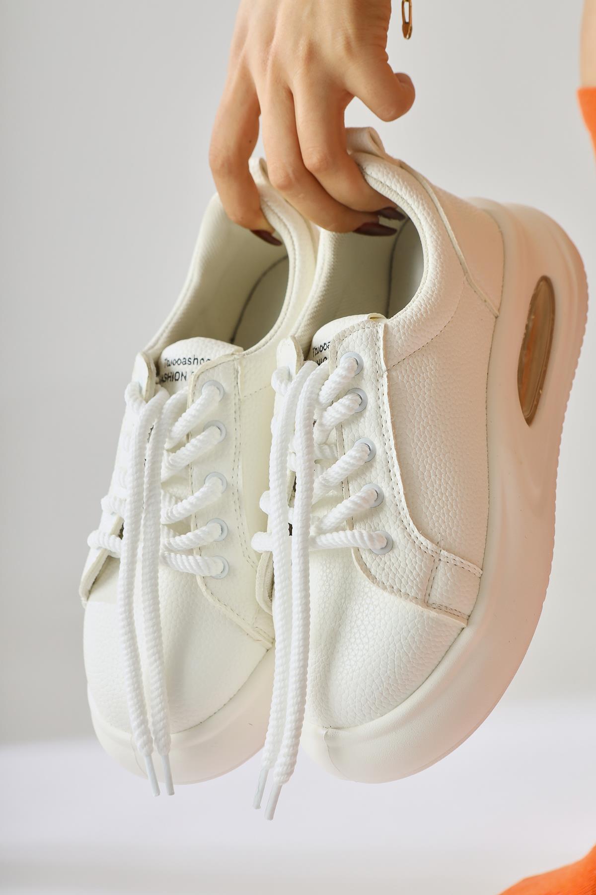 Loura Ecru Leder Muster Sneakers mit cooler Sohle