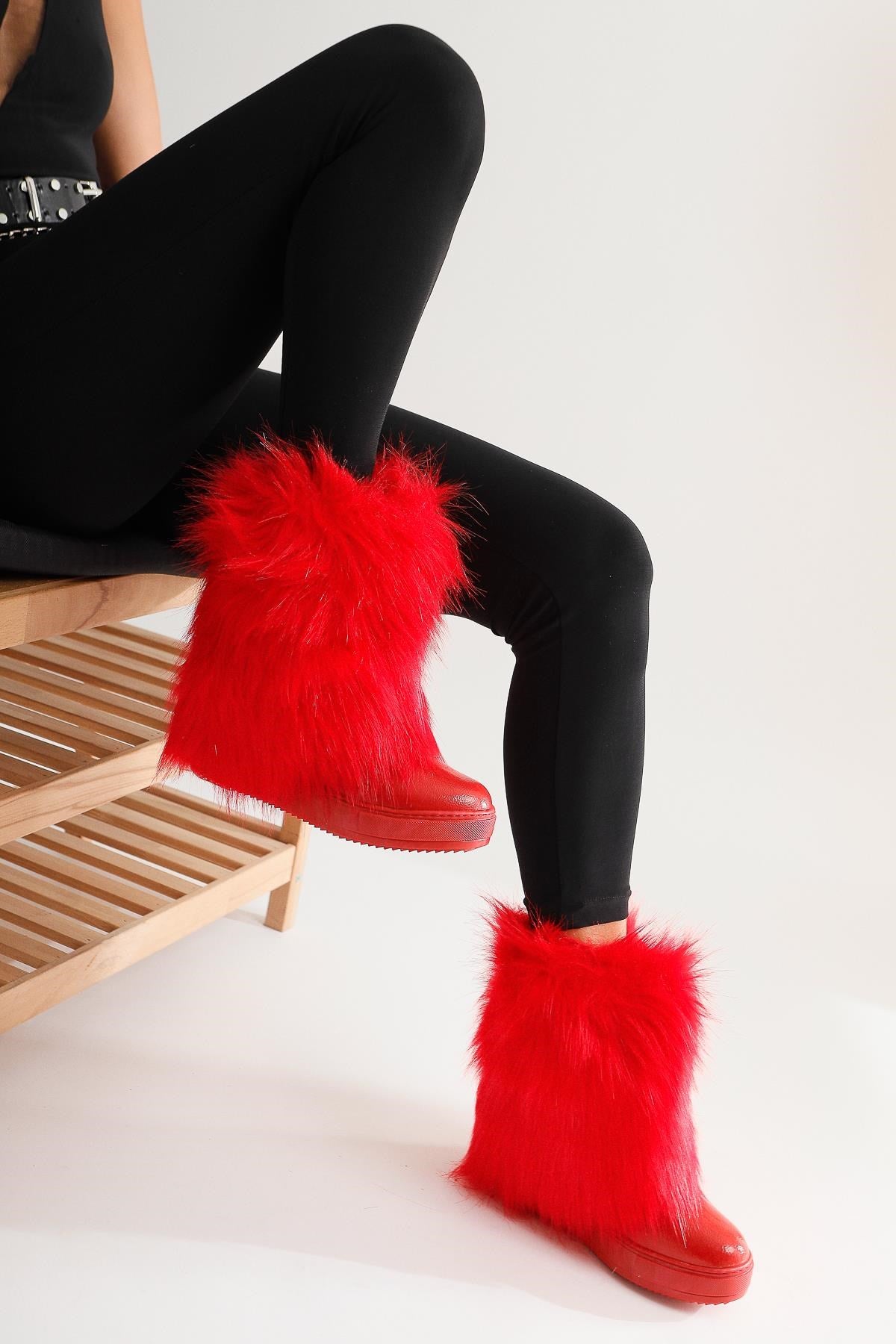 Randi Rote Versteckte  Keil-Feder Damen Stiefel
