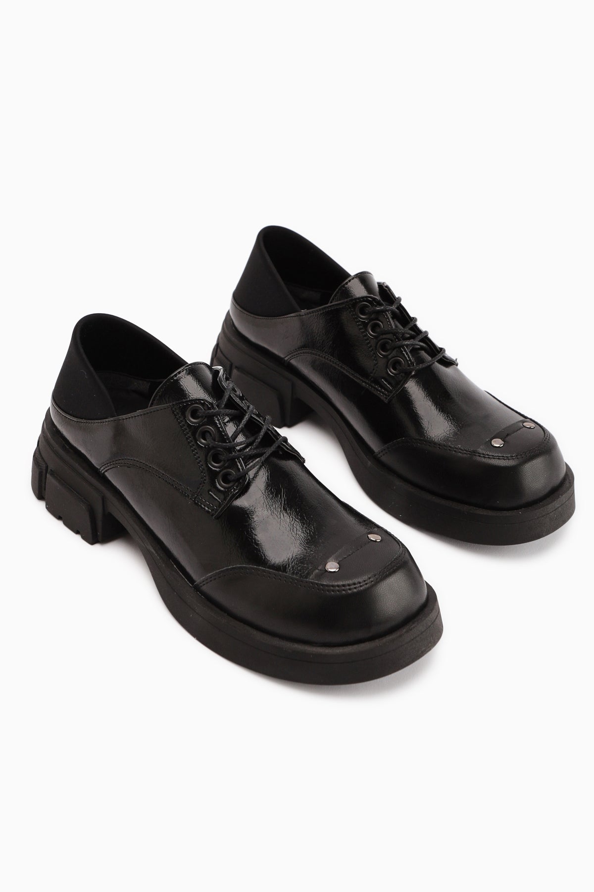 Lilas Black Lace-up Loafer Women's Shoes