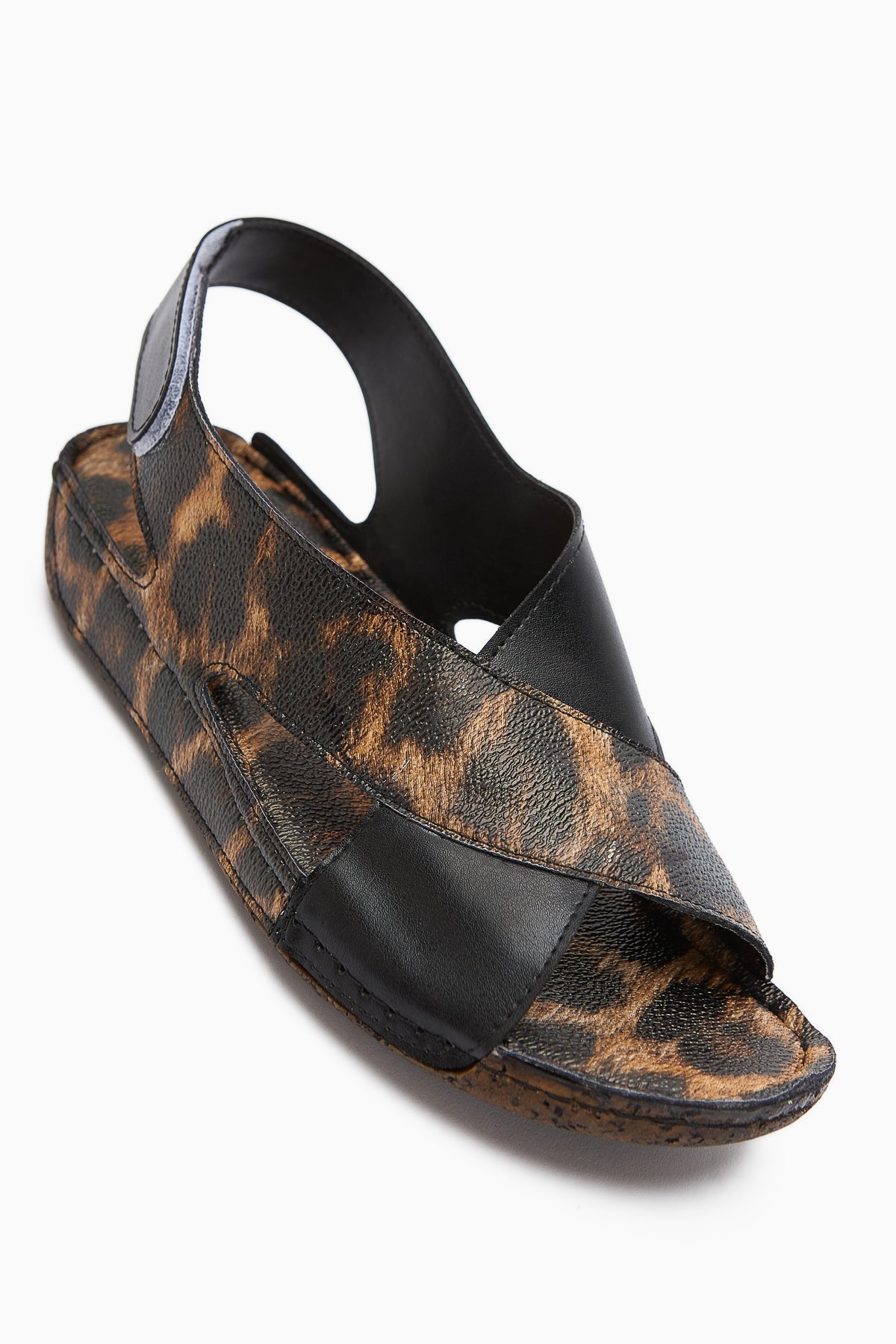 Margit Leoparddruck Kreuzriemen Damen Komfort Sandalen