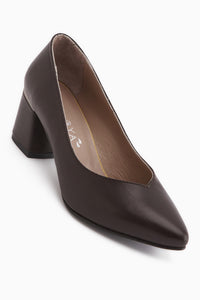 Ferida Echtes Leder Braun Dick Absatz Damen Schuhe