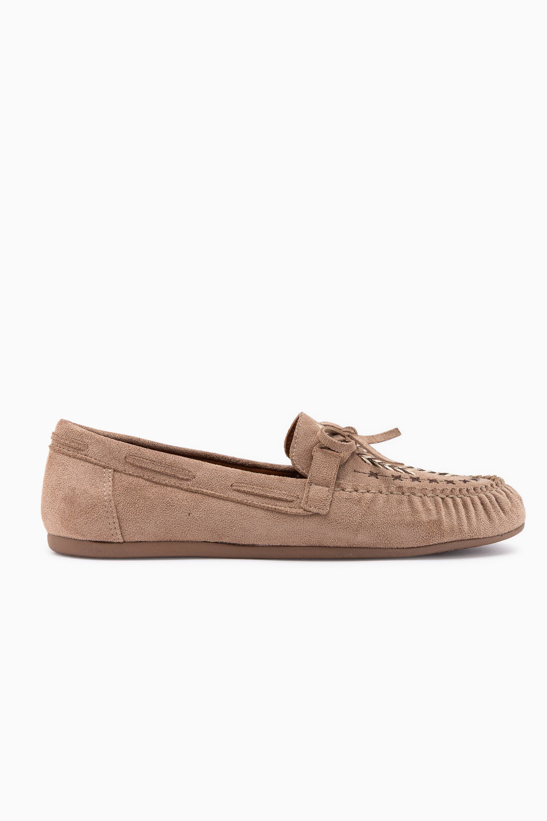 Darya Beige Wildleder Bestickte Damen Loafer