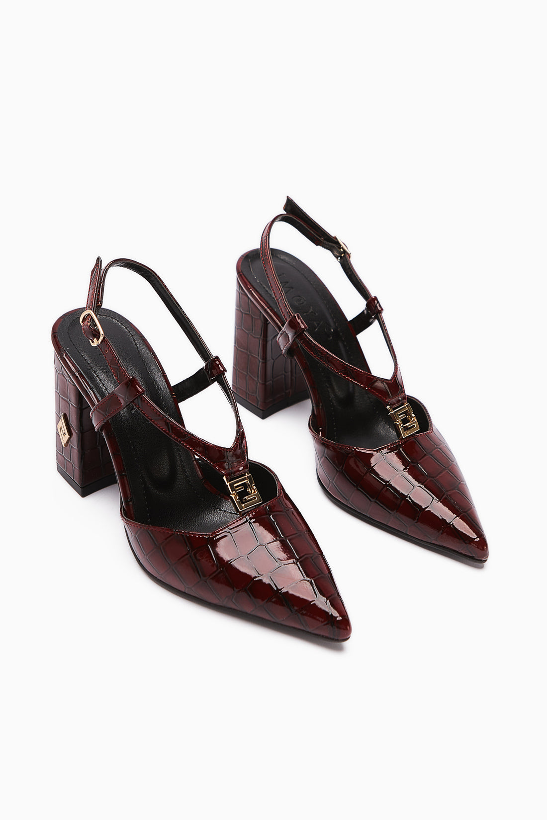 Celina Claret Red Crocodile Patterned Pointed Toe Women's High Heel Shoes