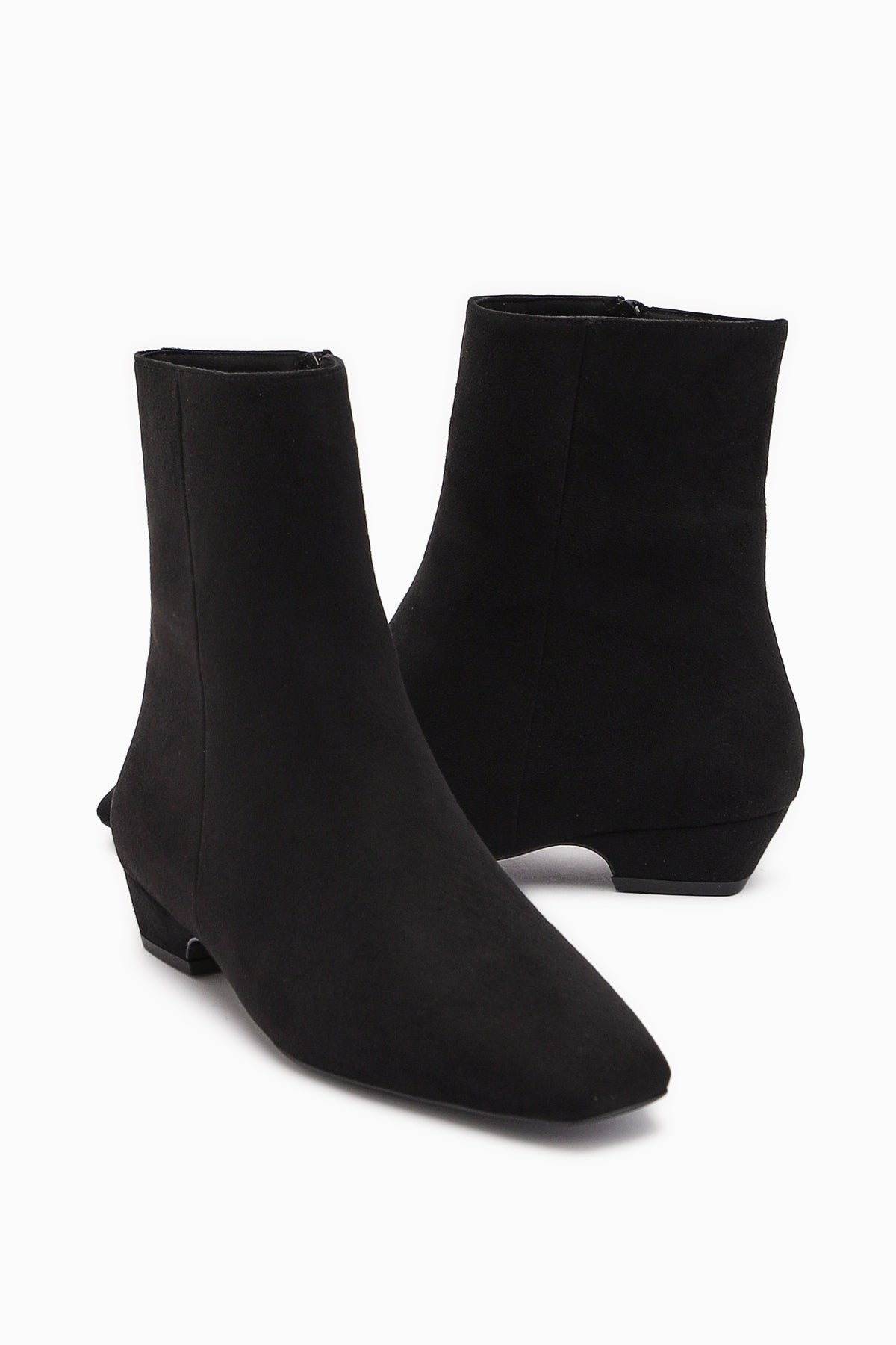 Grace Black Suede Low-Heeled Square-Toe Women's Boot