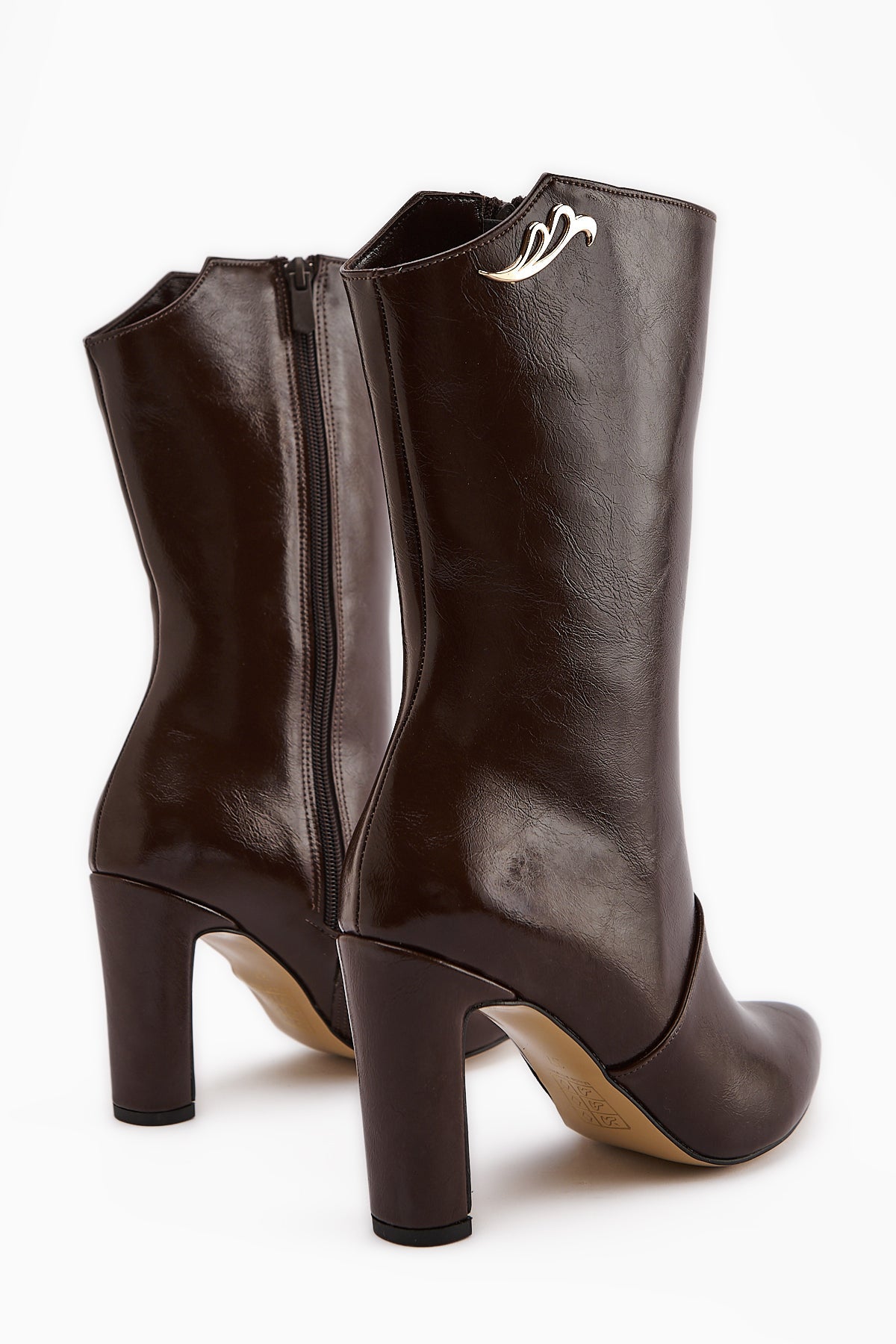 Aria Brown Crocodile Pattern Heeled Women's Boots