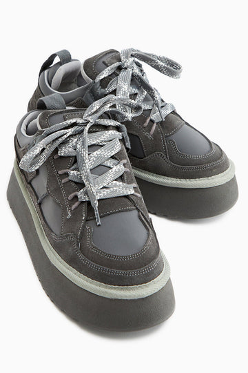 Rita – Grau Velours Sneaker mit Plateau (Damen)