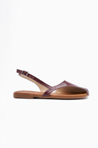 Agnez Burgunder Gürtel Detail Damen Sandale