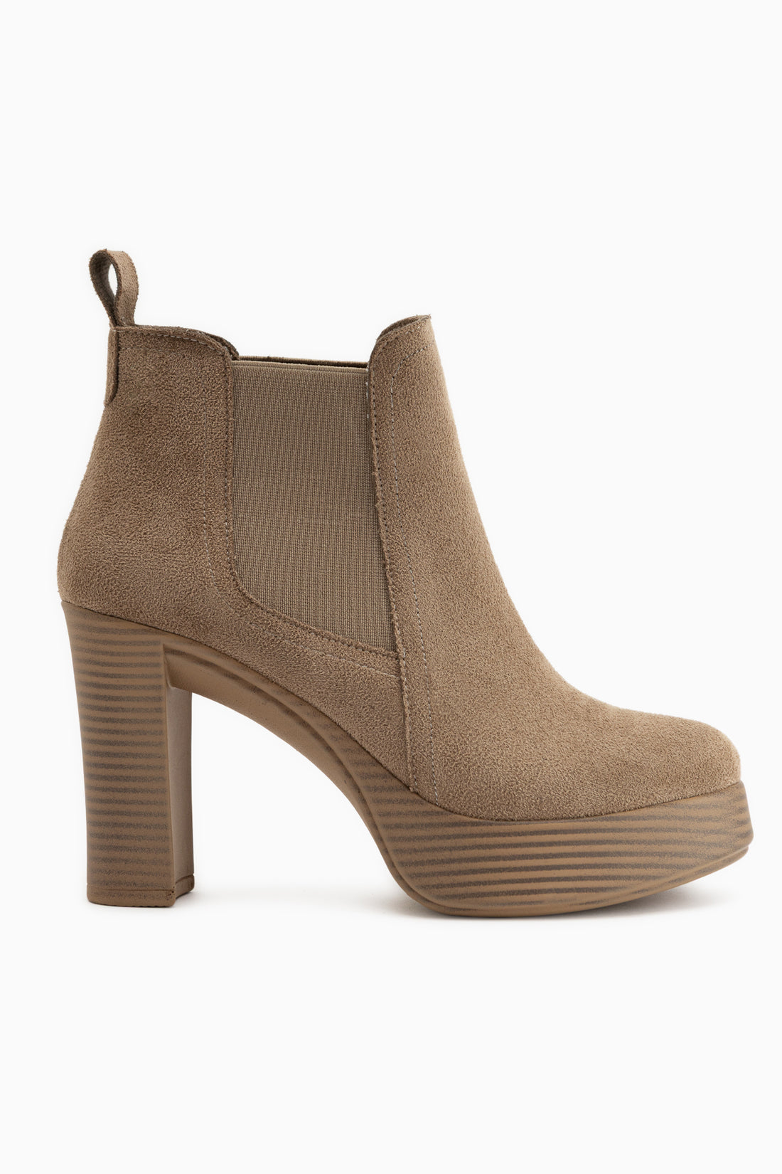 Mersa Beige Wildleder Plattform Absatz Damen Stiefel