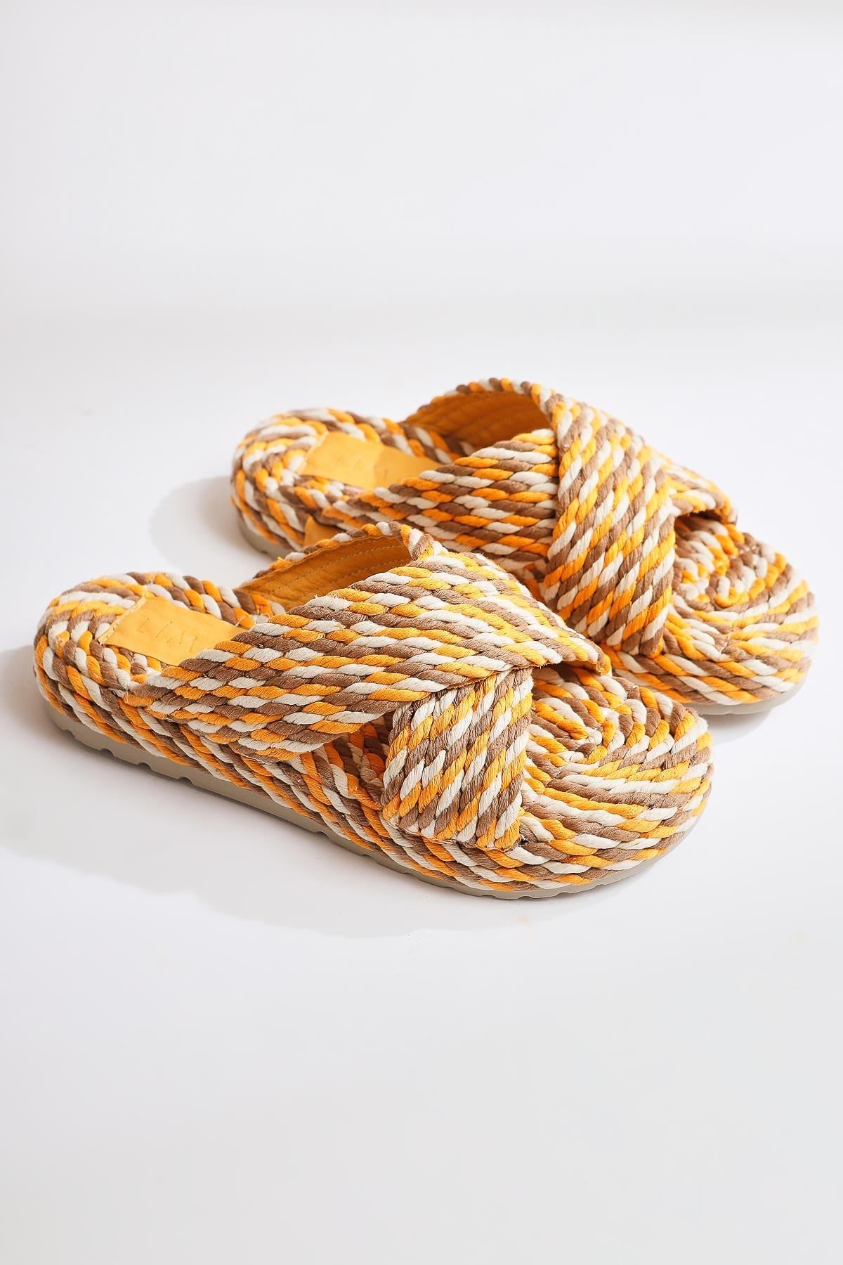 Leiya Senfgelb Kreuzriemen Seil Pantoffeln