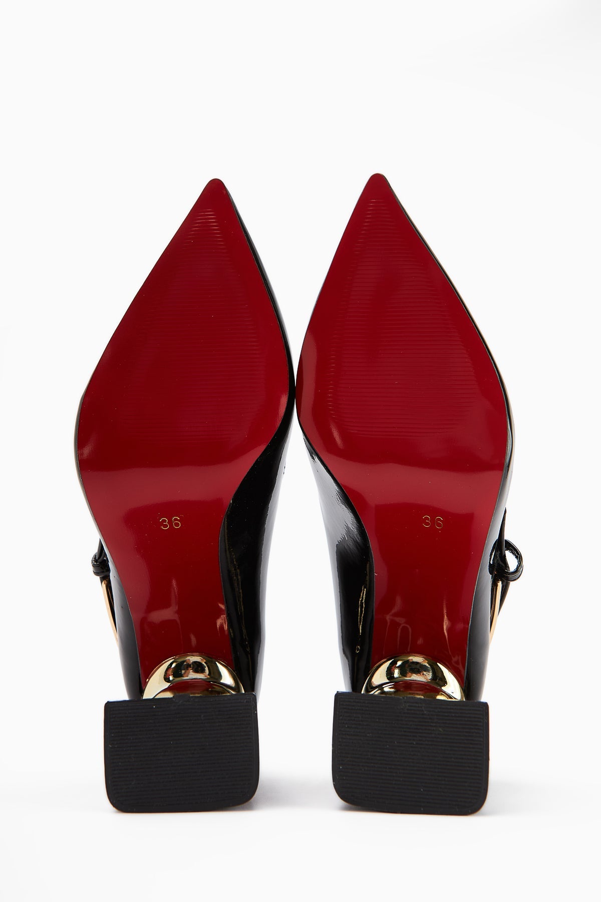 Vania Schwarze Lackleder Damen Metallabsatz Schuh