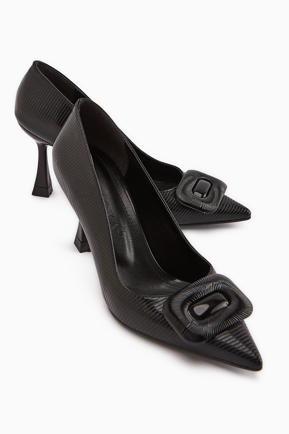 Hiam Women's Black Buckled High Heel Shoe