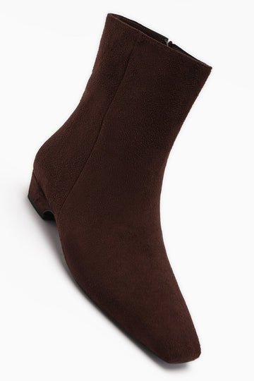 Grace Brown Suede Short Heel Square Toe Women's Boot
