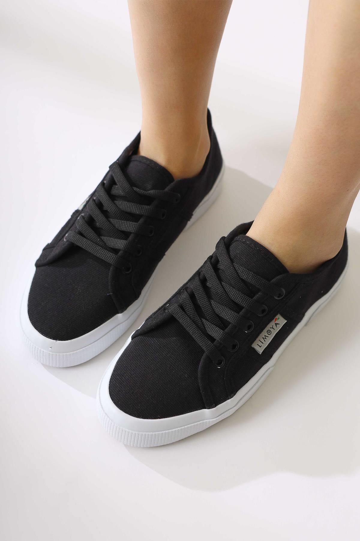 Timon Schwarze Komfortsohle Leinensneaker