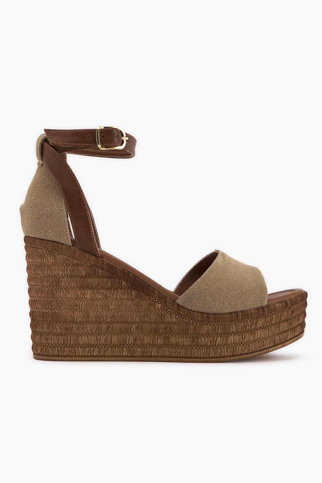 Moni Beige Wildleder Keilabsatz Damen Sandale