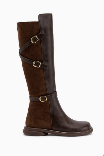 Hilda Braun Wildleder Gürtels Damen Stiefel