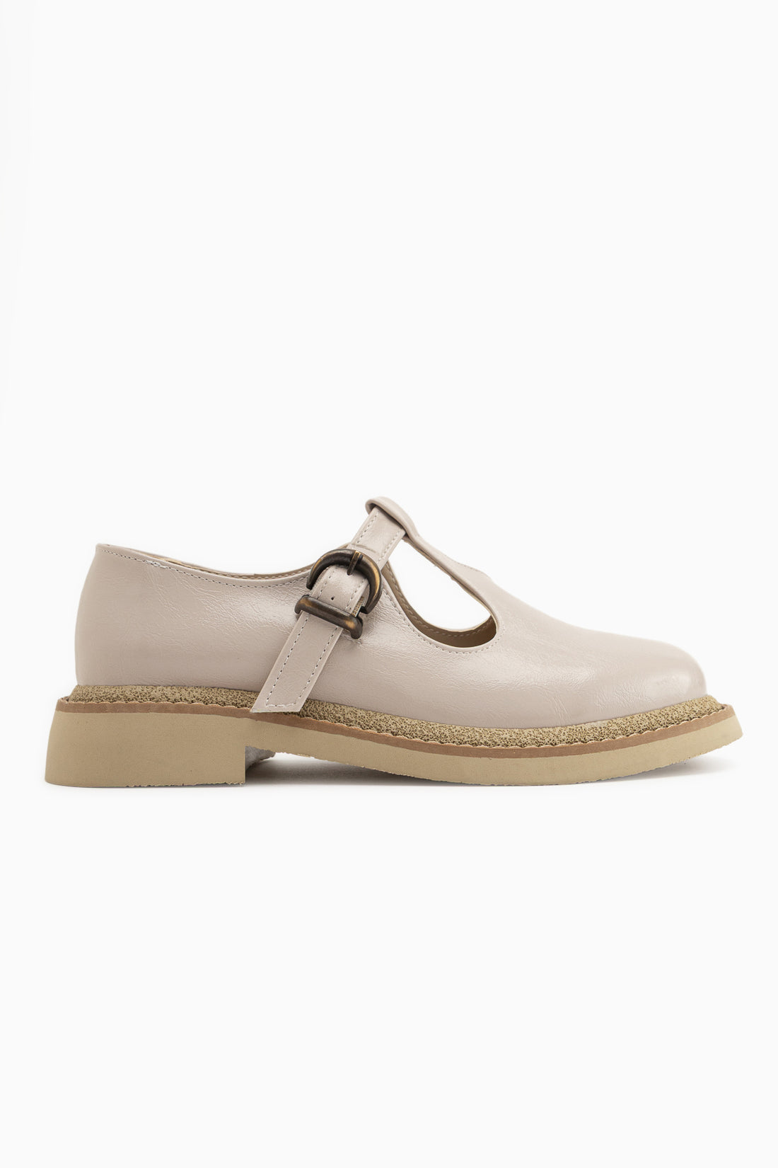 Naila Beige Schnallenriemen Damen Loafer Freizeit Schuhe