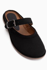 Cinzia Black Suede Closed Toe Women’s Slippers