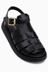 Avery Genuine Leather Black Women’s Sandal