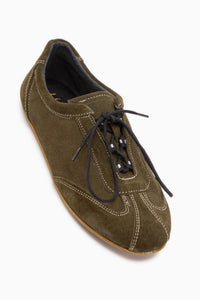 Berry Genuine Leather Khaki Suede Lace-Up Casual Women’s Shoes