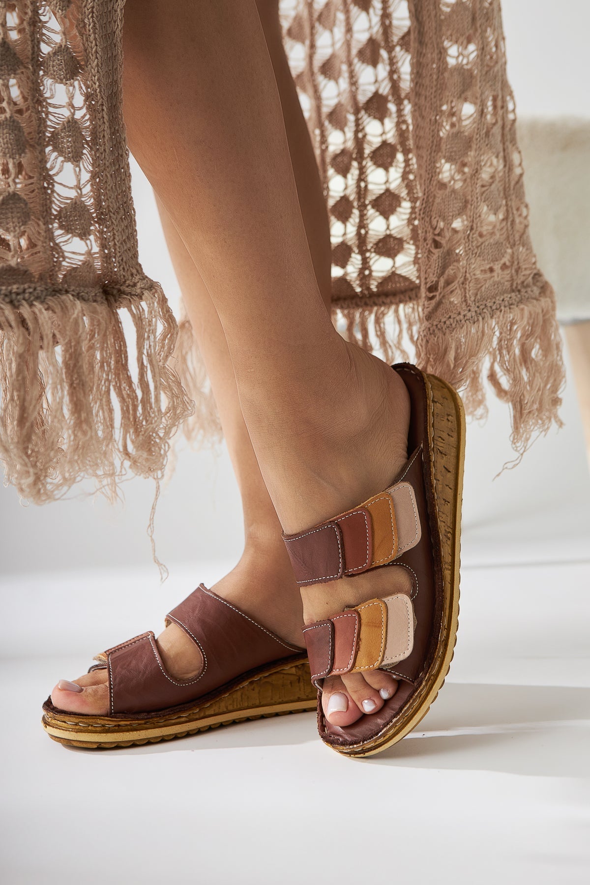 Kassid Echtes Leder Taba Komfort Pantoffeln