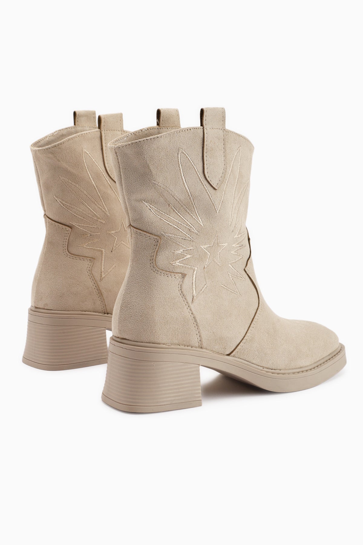 Anica Beige Suede Embroidered Women's Boot