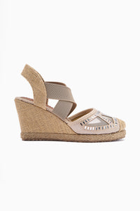 Meliza Beige Elastic Woven Sole Women’s Sandal