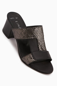 Helly Genuine Leather Black Snake Pattern Women’s Heeled Slipper
