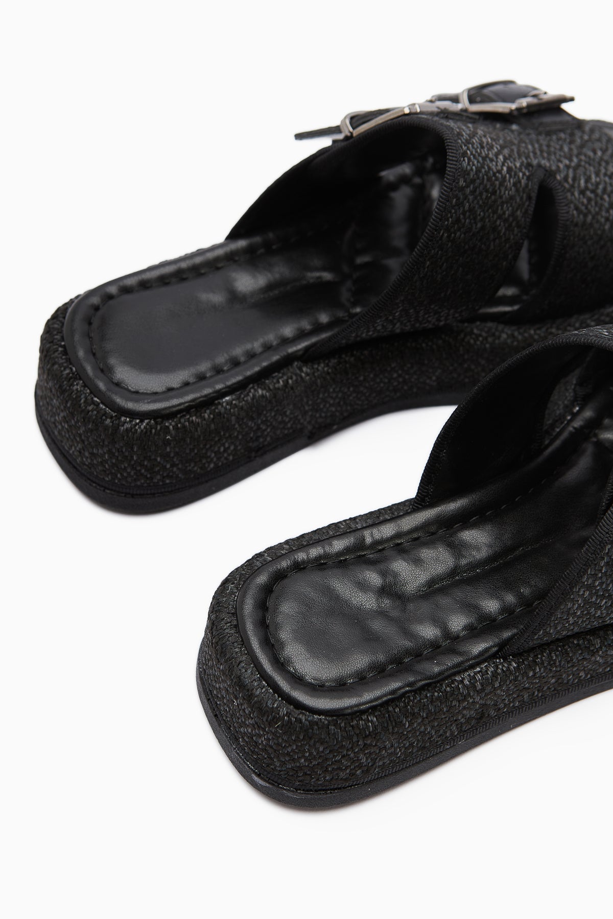 Madina Schwarz Doppelriemen Gürtel Damen Hausschuhe