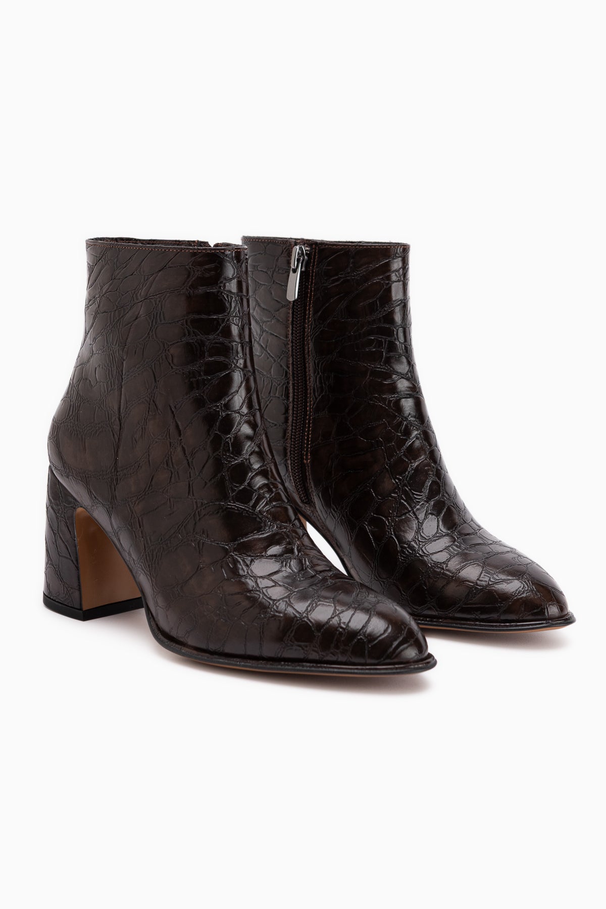 Marion Braun Krokodil Muster Damen Absatzstiefel