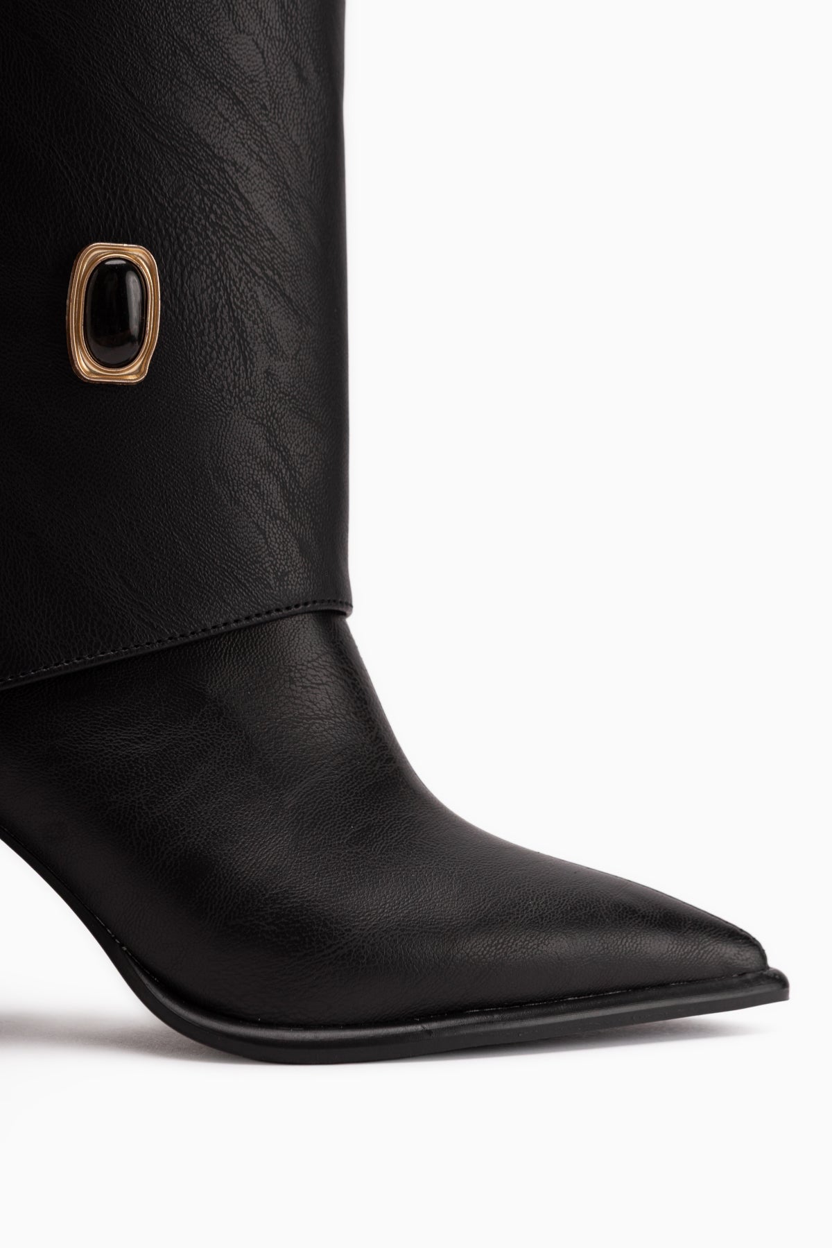 Loretta Schwarze Abnehmbare Manschette 2-in-1 Absatz Damen Stiefel & Stiefeletten