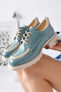 Niven Mint Creased Patent Leather Beige Detailed Loafers