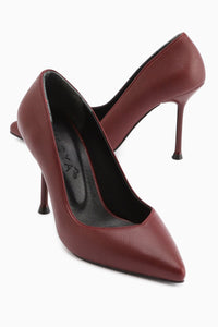 Arya Genuine Leather Burgundy Stiletto Women's Heels