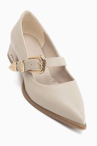 Jacklin Beige Riemchen Kurzabsatz Damen Schuhe