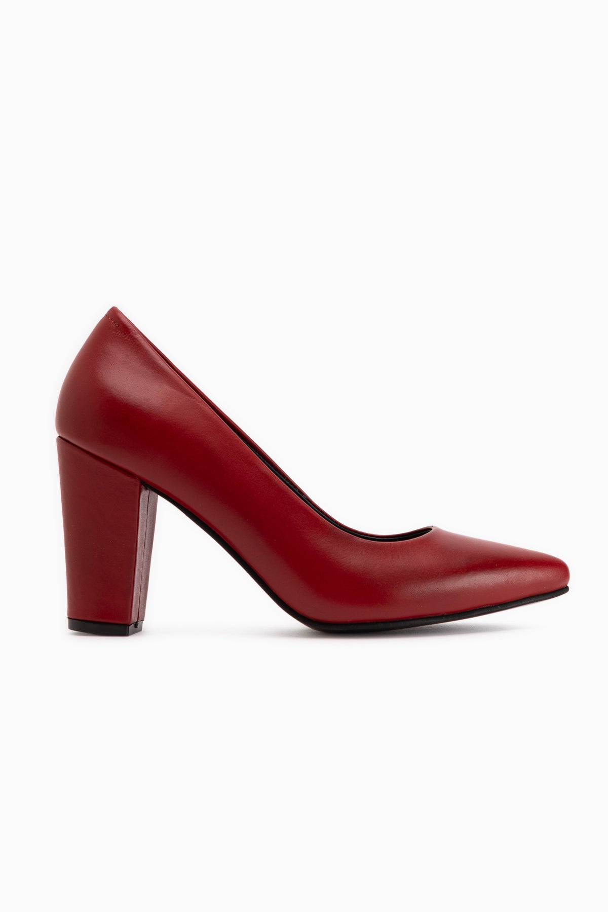 Emily Genuine Leather Red Thick Heeled Women’s Shoes