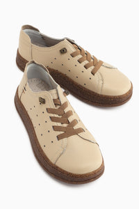 Judi Echtes Leder Beige Bequeme Sohle Damen Sneaker